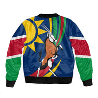 Namibia National Emblem Bomber Jacket Flag Colors & Symbolic Animals Design