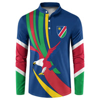 Namibia National Emblem Button Sweatshirt Flag Colors & Symbolic Animals Design