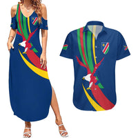 Namibia National Emblem Couples Matching Summer Maxi Dress and Hawaiian Shirt Flag Colors & Symbolic Animals Design