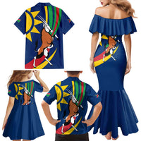 Namibia National Emblem Family Matching Mermaid Dress and Hawaiian Shirt Flag Colors & Symbolic Animals Design