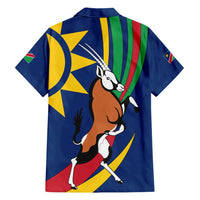 Namibia National Emblem Family Matching Short Sleeve Bodycon Dress and Hawaiian Shirt Flag Colors & Symbolic Animals Design