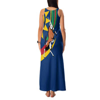 Namibia National Emblem Family Matching Tank Maxi Dress and Hawaiian Shirt Flag Colors & Symbolic Animals Design