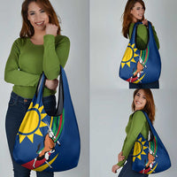 Namibia National Emblem Grocery Bag Flag Colors & Symbolic Animals Design