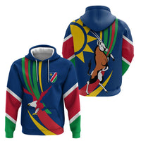 Namibia National Emblem Hoodie Flag Colors & Symbolic Animals Design