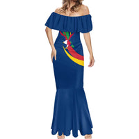 Namibia National Emblem Mermaid Dress Flag Colors & Symbolic Animals Design