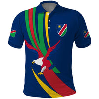 Namibia National Emblem Polo Shirt Flag Colors & Symbolic Animals Design