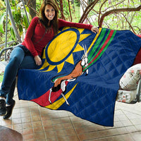Namibia National Emblem Quilt Flag Colors & Symbolic Animals Design