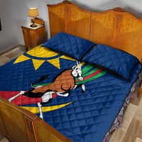 Namibia National Emblem Quilt Bed Set Flag Colors & Symbolic Animals Design