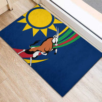 Namibia National Emblem Rubber Doormat Flag Colors & Symbolic Animals Design