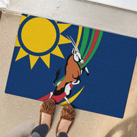 Namibia National Emblem Rubber Doormat Flag Colors & Symbolic Animals Design