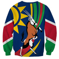 Namibia National Emblem Sweatshirt Flag Colors & Symbolic Animals Design