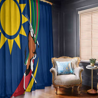 Namibia National Emblem Window Curtain Flag Colors & Symbolic Animals Design