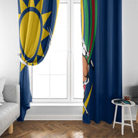 Namibia National Emblem Window Curtain Flag Colors & Symbolic Animals Design