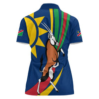 Namibia National Emblem Women Polo Shirt Flag Colors & Symbolic Animals Design