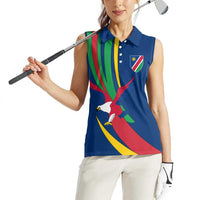 Namibia National Emblem Women Sleeveless Polo Shirt Flag Colors & Symbolic Animals Design