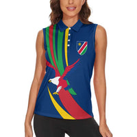 Namibia National Emblem Women Sleeveless Polo Shirt Flag Colors & Symbolic Animals Design
