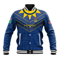 Namibia National Emblem Baseball Jacket Sporty Style with Traditional Patterns