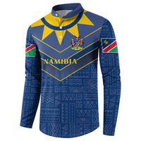 Namibia National Emblem Button Sweatshirt Sporty Style with Traditional Patterns