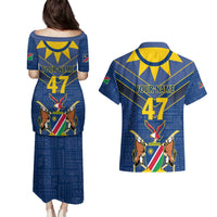 Namibia National Emblem Couples Matching Puletasi and Hawaiian Shirt Sporty Style with Traditional Patterns