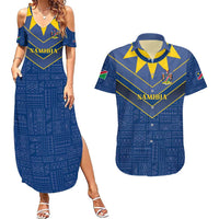 Namibia National Emblem Couples Matching Summer Maxi Dress and Hawaiian Shirt Sporty Style with Traditional Patterns