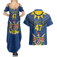Namibia National Emblem Couples Matching Summer Maxi Dress and Hawaiian Shirt Sporty Style with Traditional Patterns