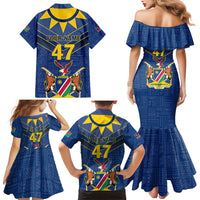 Namibia National Emblem Family Matching Mermaid Dress and Hawaiian Shirt Sporty Style with Traditional Patterns