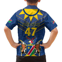 Namibia National Emblem Family Matching Puletasi and Hawaiian Shirt Sporty Style with Traditional Patterns