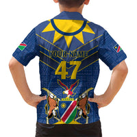 Namibia National Emblem Family Matching Short Sleeve Bodycon Dress and Hawaiian Shirt Sporty Style with Traditional Patterns