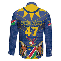 Namibia National Emblem Family Matching Short Sleeve Bodycon Dress and Hawaiian Shirt Sporty Style with Traditional Patterns