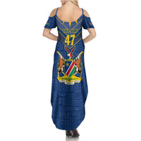 Namibia National Emblem Family Matching Summer Maxi Dress and Hawaiian Shirt Sporty Style with Traditional Patterns