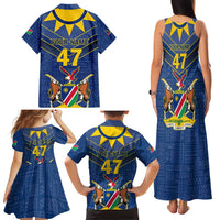 Namibia National Emblem Family Matching Tank Maxi Dress and Hawaiian Shirt Sporty Style with Traditional Patterns