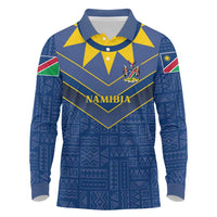 Namibia National Emblem Long Sleeve Polo Shirt Sporty Style with Traditional Patterns