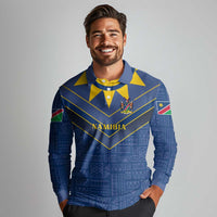 Namibia National Emblem Long Sleeve Polo Shirt Sporty Style with Traditional Patterns