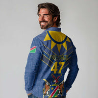Namibia National Emblem Long Sleeve Polo Shirt Sporty Style with Traditional Patterns
