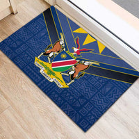 Namibia National Emblem Rubber Doormat Sporty Style with Traditional Patterns