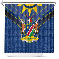Namibia National Emblem Shower Curtain Sporty Style with Traditional Patterns