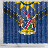 Namibia National Emblem Shower Curtain Sporty Style with Traditional Patterns