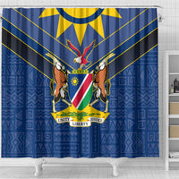 Namibia National Emblem Shower Curtain Sporty Style with Traditional Patterns
