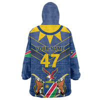 Namibia National Emblem Wearable Blanket Hoodie Sporty Style with Traditional Patterns