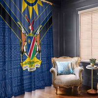 Namibia National Emblem Window Curtain Sporty Style with Traditional Patterns