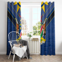 Namibia National Emblem Window Curtain Sporty Style with Traditional Patterns