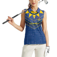 Namibia National Emblem Women Sleeveless Polo Shirt Sporty Style with Traditional Patterns