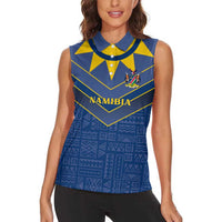 Namibia National Emblem Women Sleeveless Polo Shirt Sporty Style with Traditional Patterns