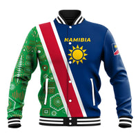 Namibia Flag Baseball Jacket Detailed Design with Traditional Patterns