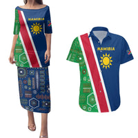 Namibia Flag Couples Matching Puletasi and Hawaiian Shirt Detailed Design with Traditional Patterns