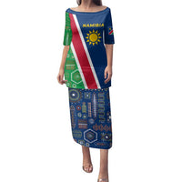 Namibia Flag Family Matching Puletasi and Hawaiian Shirt Detailed Design with Traditional Patterns