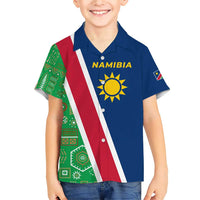 Namibia Flag Family Matching Short Sleeve Bodycon Dress and Hawaiian Shirt Detailed Design with Traditional Patterns