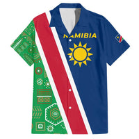Namibia Flag Family Matching Summer Maxi Dress and Hawaiian Shirt Detailed Design with Traditional Patterns