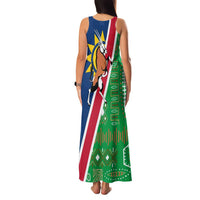 Namibia Flag Family Matching Tank Maxi Dress and Hawaiian Shirt Detailed Design with Traditional Patterns