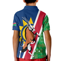 Namibia Flag Kid Polo Shirt Detailed Design with Traditional Patterns
